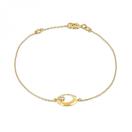 Pulsera de oro amarillo 9K círculo central con diamante