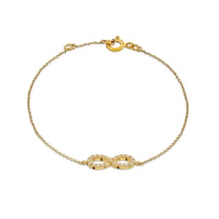 Pulsera de oro amarillo infinito 9k y circonita