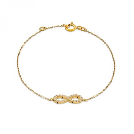 Pulsera de oro amarillo infinito 9k y circonita
