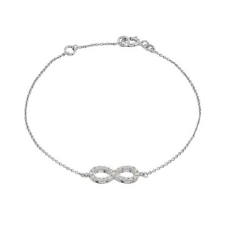 Pulsera de oro blanco de 9K símbolo infinito con circonitas