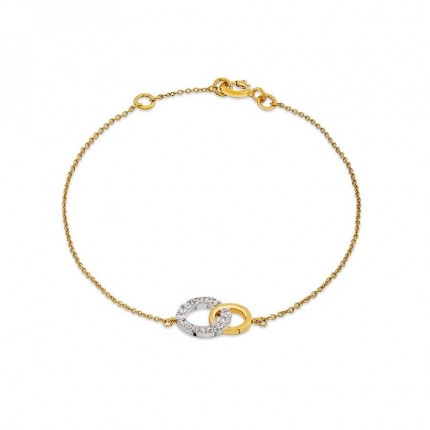 Pulsera bicolor círculo de oro 9k y circonita