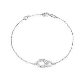 Pulsera de oro blanco 9K círculos entrelazados circonitas