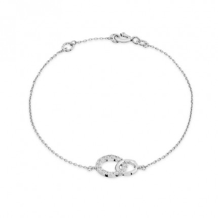 Pulsera de oro blanco 9K círculos entrelazados circonitas