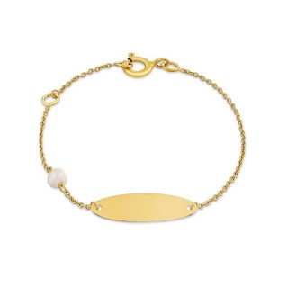 Pulseira em ouro amarelo 9K  identidade de bebé e  pérola