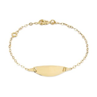 Pulseira de identidade de bebé. oval em ouro amarelo 9K