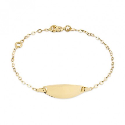 Pulsera de oro amarillo 9K bebé identidad forma oval