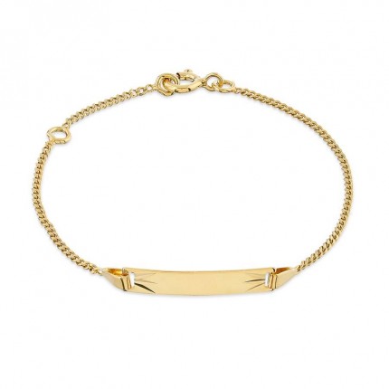 Pulsera de oro amarillo 9K bebé identidad rectángulo