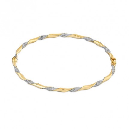 Pulseira escrava torneada em ouro amarelo 9K com purpurina