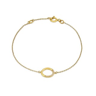 Pulsera de oro 9K círculo central con circonitas