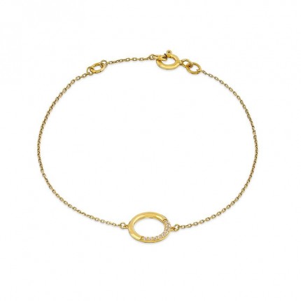 Pulseira em ouro 9K círculo central com zircónias
