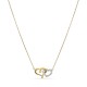 Colar em ouro 9K bicolor  pendente 2 corações entrelaçados