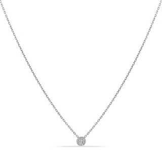 Collar de oro blanco 9K con diamante 0.052 en chatón