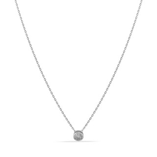Collar de oro blanco 9K con diamante 0.12 en chatón