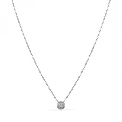 Colar em ouro branco 9K com diamante 0.12 chaton