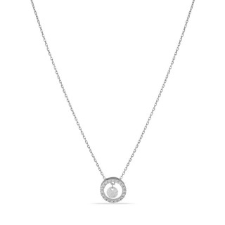 Collar de oro blanco 9K aros concéntricos con circonitas