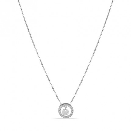 Colar em ouro branco 9K aros concêntricos com zircónias