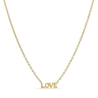 Collar bañado en oro con colgante "LOVE" dorado