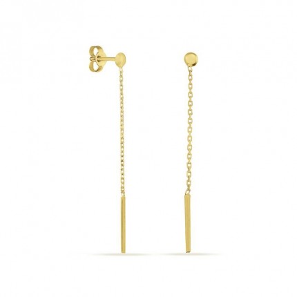 Brincos pendentes de fio  em ouro amarelo 18K