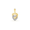 Colgante de oro de 18K 2 corazones con diamantes 0.01 ct