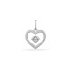 Pendente em ouro branco 18K coração e losango com diamante