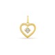 Pendente em ouro amarelo 18K coração e losango com diamante