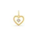 Pendente em ouro amarelo 18K coração e losango com diamante 