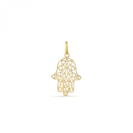 Colgante de oro amarillo de 18K con mano de fátima grande