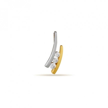 Colgante barras de oro amarillo de 18K rodiado y circonitas