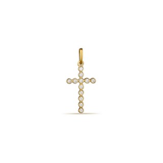 Colgante cruz de oro amarillo de 18K con circonitas