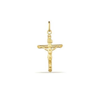 Colgante cruz de oro amarillo de 18K con Cristo