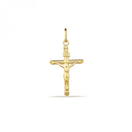 Colgante cruz de oro amarillo de 18K con Cristo