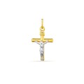 Colgante cruz de oro bicolor de 18K con Cristo