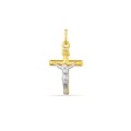 Colgante cruz de oro bicolor de 18K con Cristo