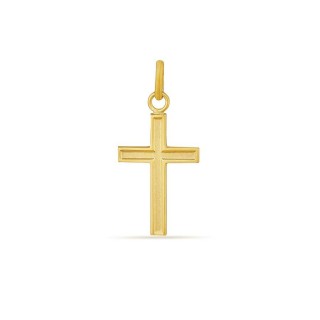 Pendente de cruz biselado em ouro amarelo 18K