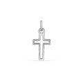 Pendente de cruz de perfil biselado em ouro branco 18K