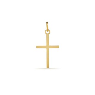 Colgante cruz plana de oro amarillo de 18K