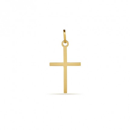 Pendente de cruz plana em ouro amarelo 18K
