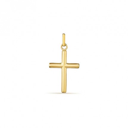 Pendente cruz em ouro amarelo 18K com tubular grande