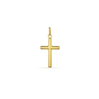 Colgante cruz de oro amarillo de 18K tubular mediana