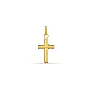 Colgante cruz de oro amarillo de 18K tubular pequeña