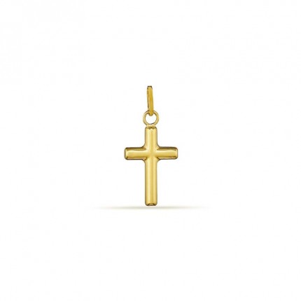 Colgante cruz de oro amarillo de 18K tubular pequeña