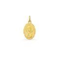 Medalha oval em ouro amarelo 18K com virgem em relevo