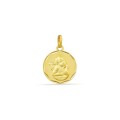 Medalla de oro amarillo 18 K con angelito y borde en relieve