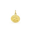 Medalla de oro amarillo 18 K redonda con angelito en relieve