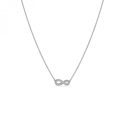 Colar em ouro branco 18K pendente infinito e diamantes