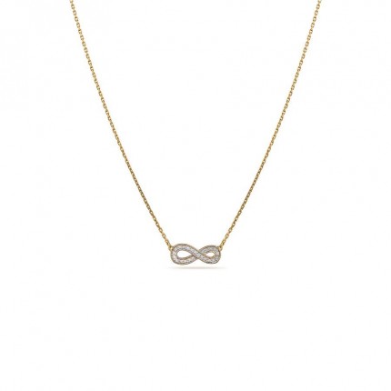 Colar em ouro amarelo 18K pendente infinito e diamantes