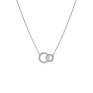 Collar de oro blanco de 18K con círculos y diamantes