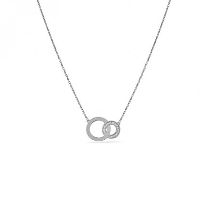 Colar em ouro branco 18K com círculos e diamantes