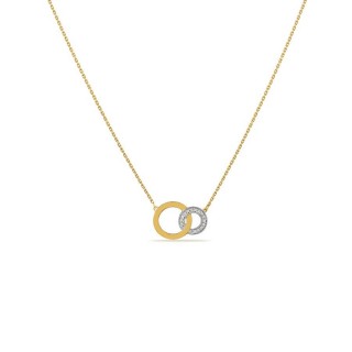 Colar em ouro bicolor 18K com círculos e diamantes
