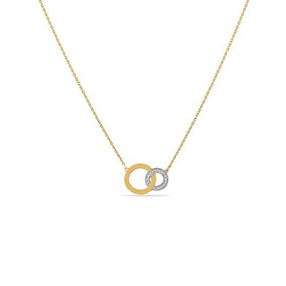 Collar de oro bicolor de 18K con círculos y diamantes